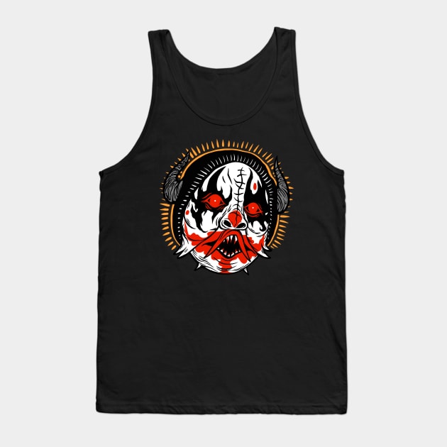 Corrupted Demon Clown Tank Top by flynnryanart